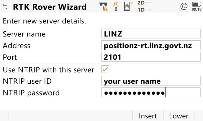 RTK Rover Wizard_Create new server