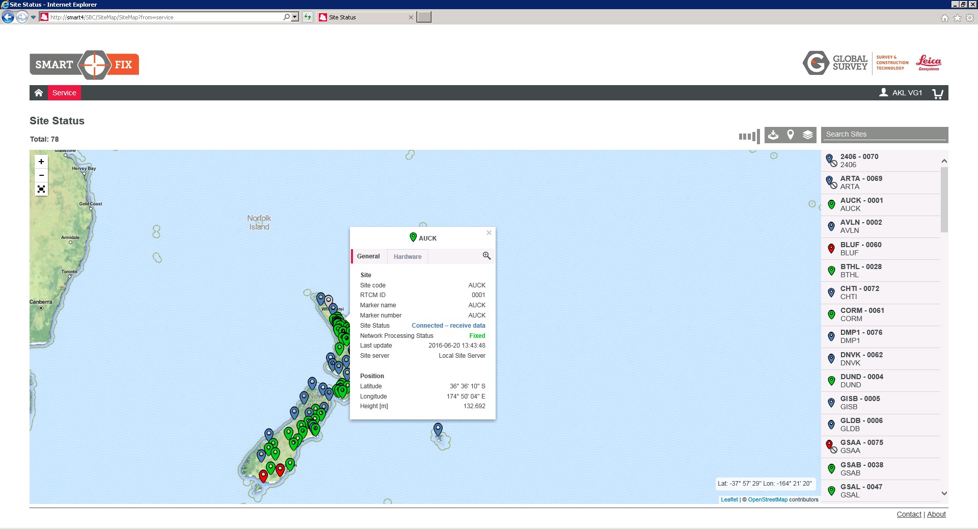 SmartFix - Real Time Site Status and Rover Status