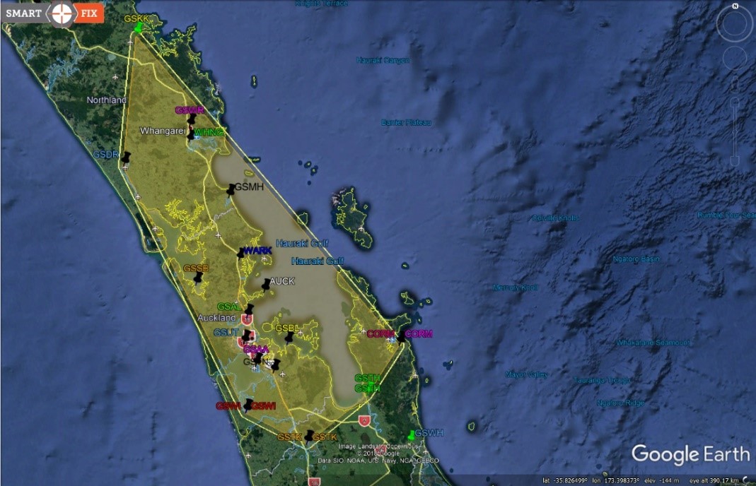 Auckland GPSGlonass Fixed Cells - Map