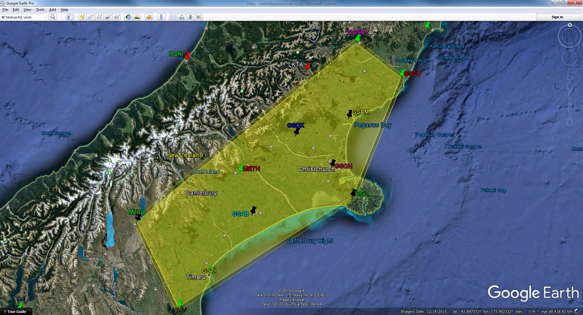 GPS Glonass Fixed Cells - Christchurch Region - Map