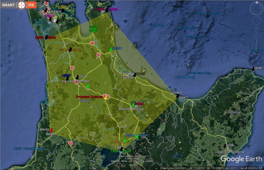 GPS Glonass Fixed Cells - Waikato Region - Map