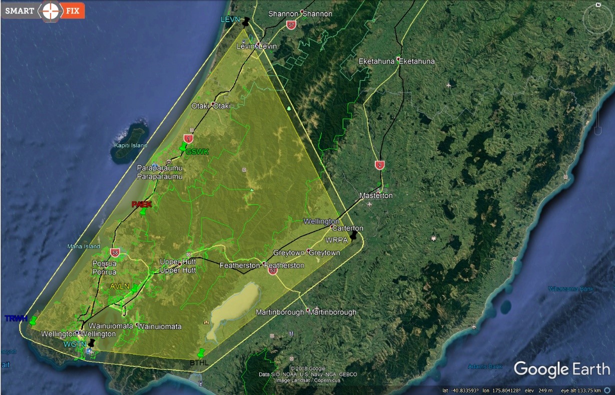 GPS Glonass Fixed Cells - Wellignton Region - Map