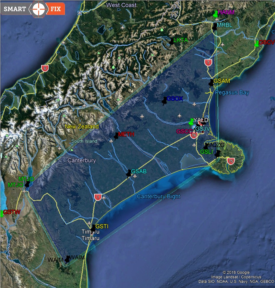 South Island Beidou Network - Map